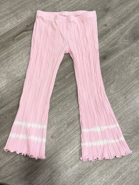 Old Navy Pink Ribbed Flare Leggings with White Stripes